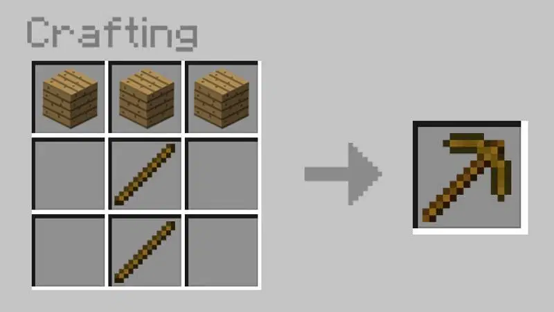 drewniany kilof crafting