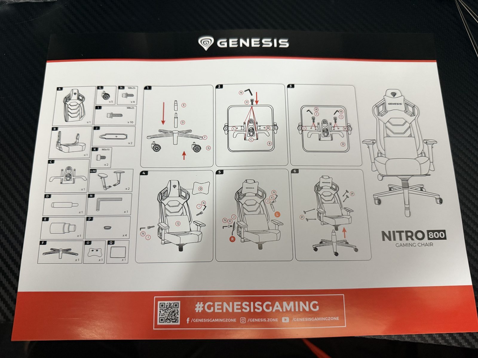 Instrukcja montazu fotela Genesis Nitro 800