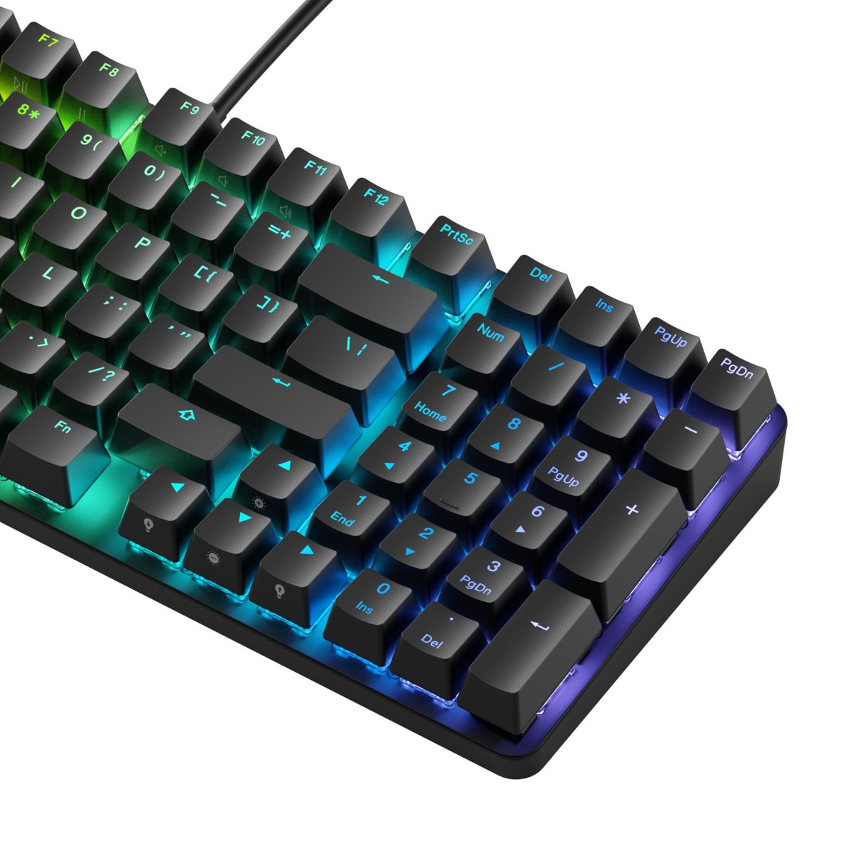 Glorious GMMK Eternal w układzie 96% z podświetleniem RGB, widok pod kątem