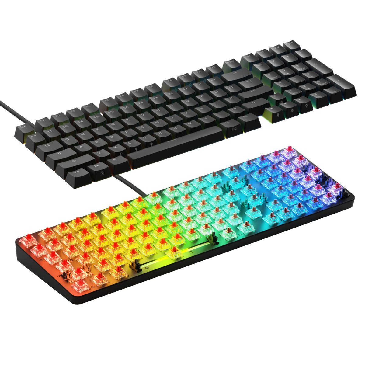 Zbliżenie na keycapy i przełączniki Glorious GMMK Eternal